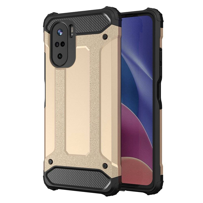 Hybridní Armor pancéřovaný hybridní pouzdro kryt Xiaomi Redmi K40 Pro+ / K40 Pro / K40 / Poco F3 zlatý