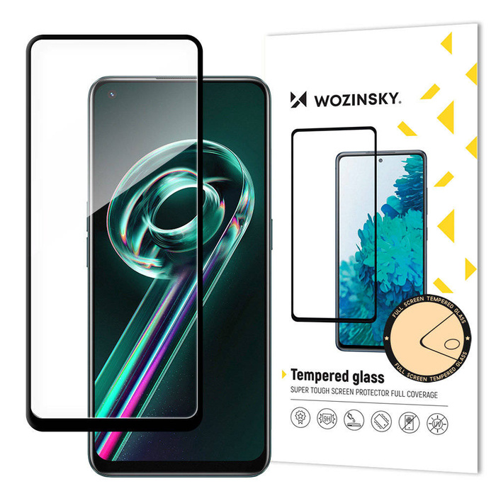 Wozinsky super resistente full colla in vetro temperato a schermo intero con cornice case friendly realme 9 pro + (9 pro plus) nero