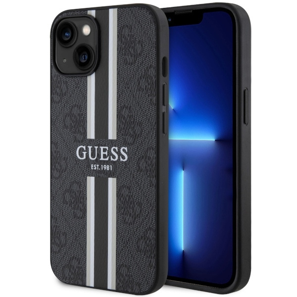 Case Guess GUHMP14SP4RPSK iPhone 14 6.1" black/black hardcase 4G Printed Stripes MagSafe Case