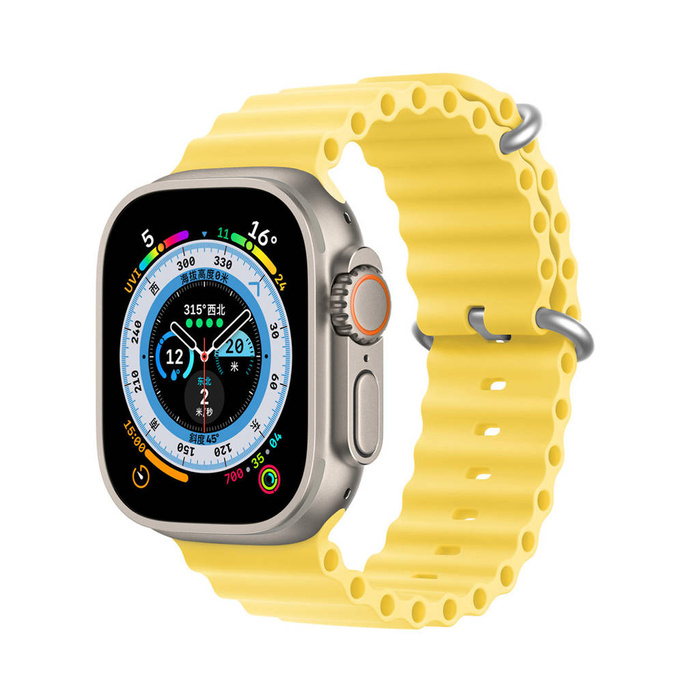 Dux Ducis Strap Watch Strap 8 / 7 / 6 / 5 / 4 / 3 / 2 / SE (41 / 40 / 38mm) Silicone Band Bracelet Yellow (OceanWave Version)