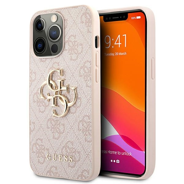 Funda GUESS Apple iPhone 13 Pro Max 4G Logotipo metálico grande Rosa Hardcase