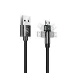 Braided USB Cable USAMS microUSB U60 Rotary 2A Black 1m