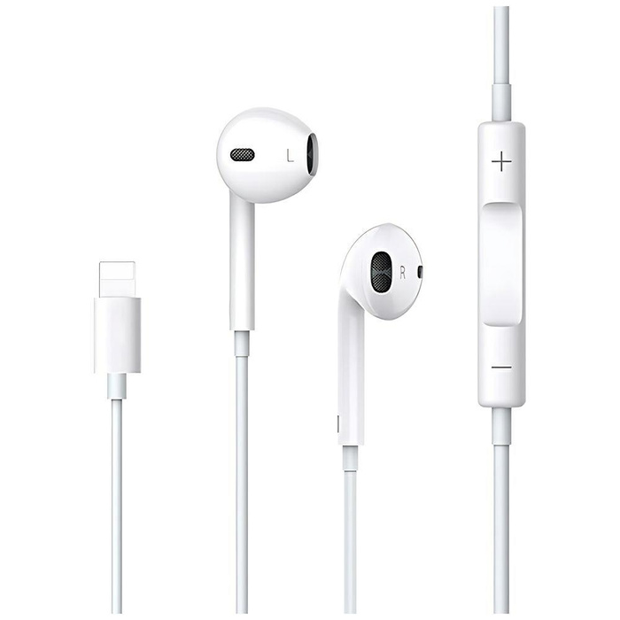 USAMS Stereo-Kopfhörer Apple iPhone 7 8 X XS XS Max XR Lightning Weiß