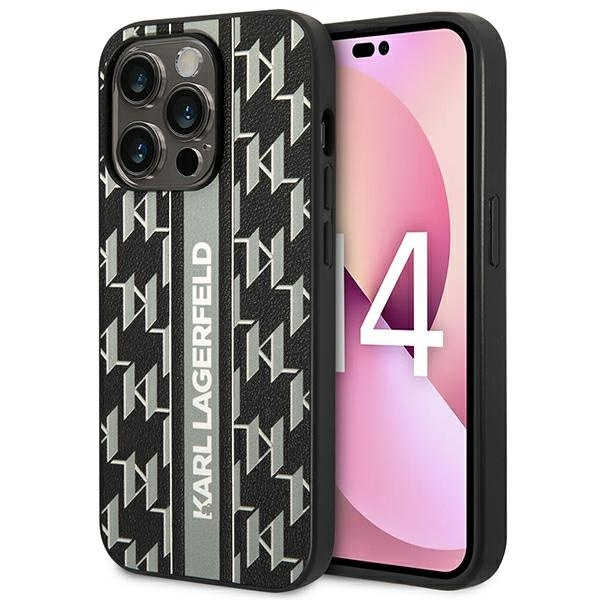 Case KARL LAGERFELD Apple iPhone 14 Pro Max Monogram Stripe Grey Hardcase