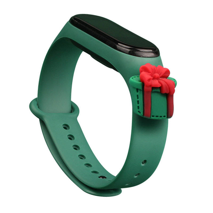 Strap Xmas Wristband for Xiaomi Mi Band 4 / Mi Band 3 Christmas Silicone Strap Bracelet Dark Green (Gift)