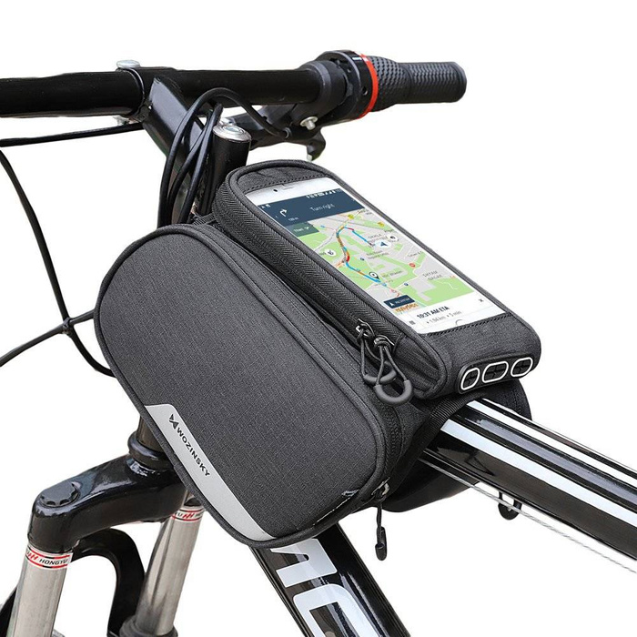 Wozinsky Bike Front Storage Bag Bicycle Frame Phone Case 6,5 inch max 1,5L black (WBB7BK)