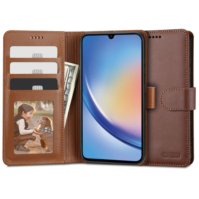 Obal Tech-protect Peněženka Galaxy A34 5G Brown Case