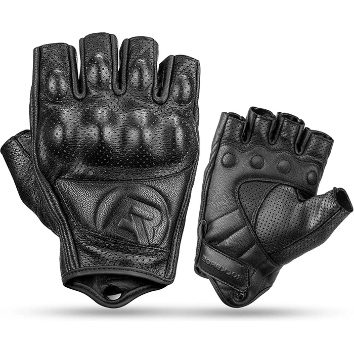 Rockbros 16220006002 M leather motorcycle gloves - black