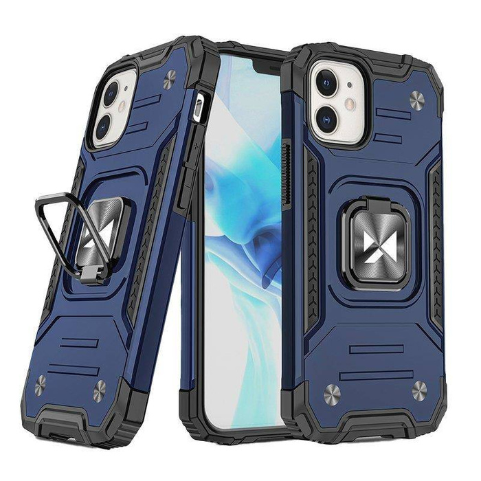 Étui Wozinsky Ring Armor pour iPhone 14 couverture blindée support magnétique anneau bleu