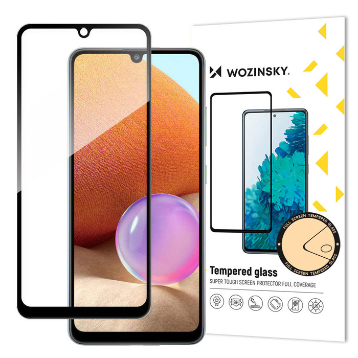 Wozinsky Super Tough Full Glue Trempé Verre Plein Écran Avec Frame Case Friendly Samsung Galaxy A32 4G Noir