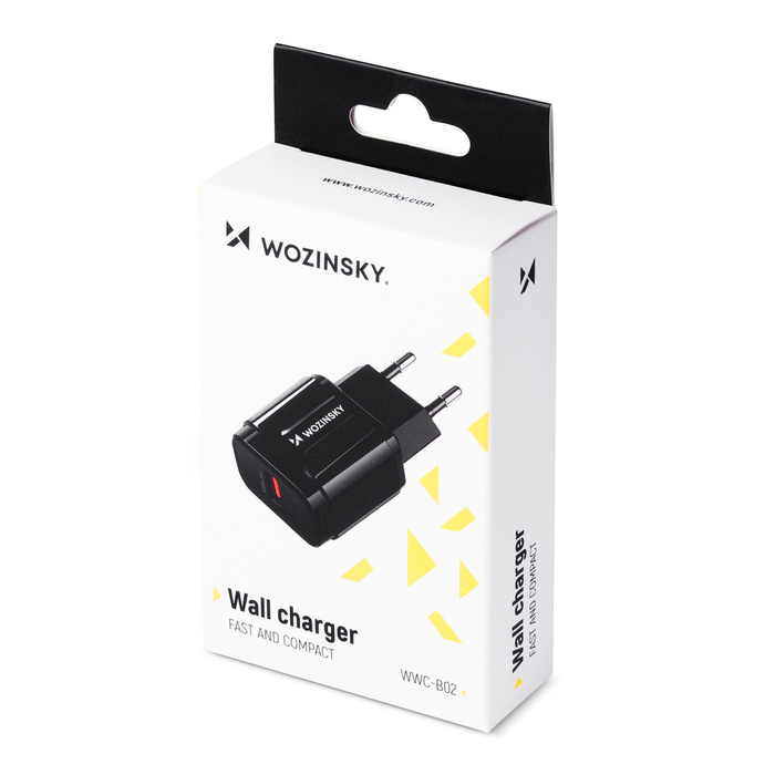 Wozinsky USB nástěnná nabíječka Quick Charge černá (WWC-B02)