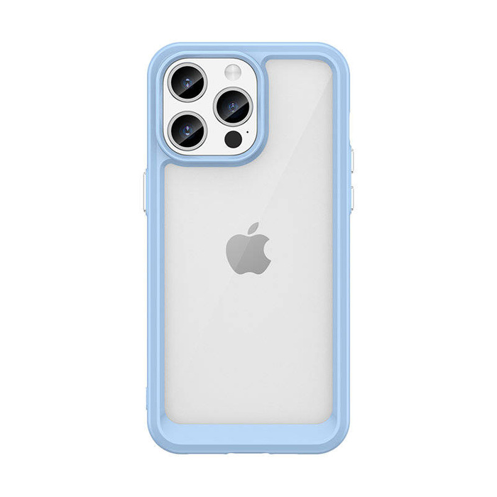 Custodia rinforzata per iPhone 15 Outer Space con cornice flessibile - blu