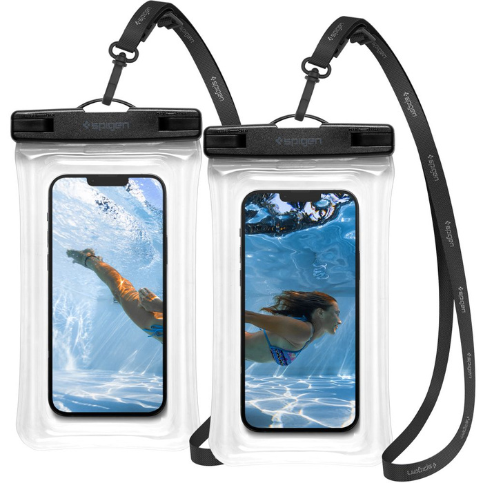 Spigen A610 Waterproof Universal WATERPROOF FLOAT Case 2-PACK CRYSTAL CLEAR