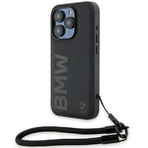 Cover Bmw Bmhcp15l23rmrlk IPhone 15 Pro 6,1" nero/nero durocase Signature pelle Wordmark Cord Case