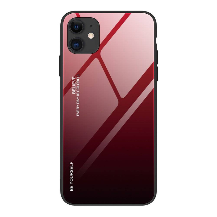 Verre dégradé coque housse de boîtier verre trempé iPhone 12 mini noir/rouge