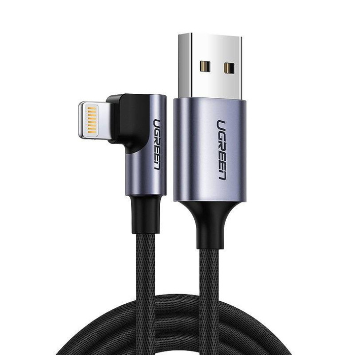 Ugreen pravoúhlý USB kabel - Lightning MFI 1m 2,4A černý (60521)