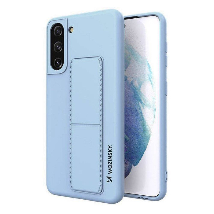 Wozinsky Kickstand Case flexible silicone cover with a stand Samsung Galaxy S21+ 5G (S21 Plus 5G) light blue