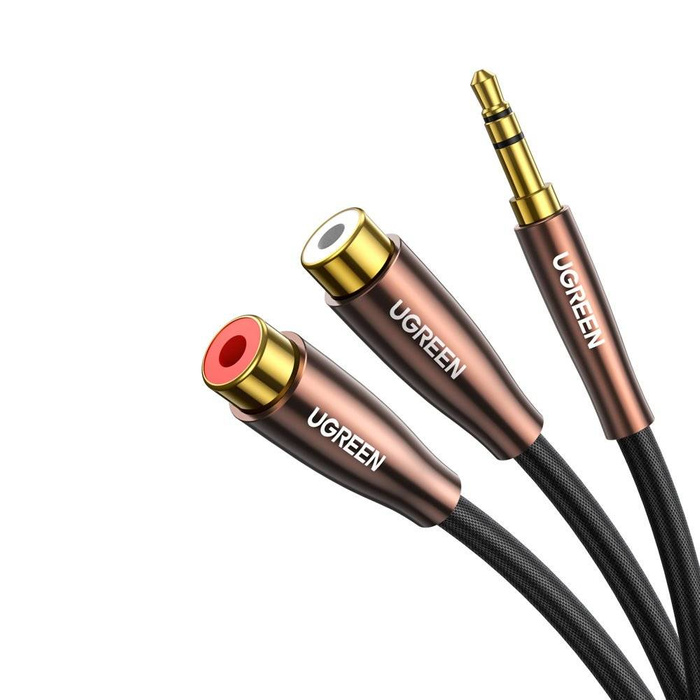 Ugreen kabel audio kabel 3,5 mm mini jack - 2xRCA (samice) 25 cm černý (AV194 50129)