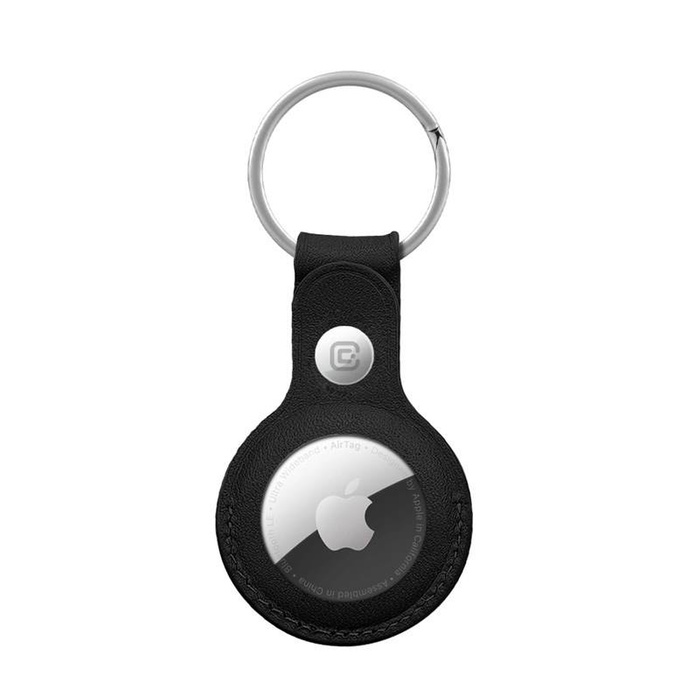 CRONG Apple AirTag Leder Case mit Schlüsselring - Leder (Schwarz)