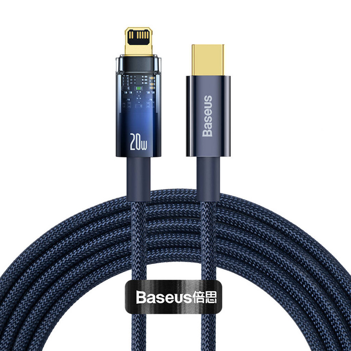 Baseus Explorer Series Auto Power-Off Fast Charging Data Cable Type-C to IP 20W 2m Blue