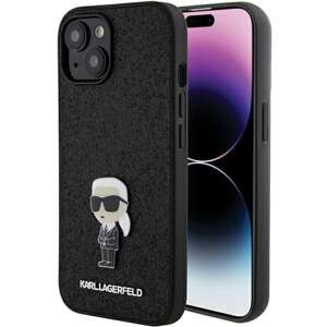 Karl Lagerfeld KLHCP15SGKNPSK iPhone 15 6.1" negro/negro durocase Fijo Glitter Ikonik Logo Metal Pin