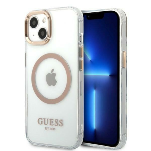 Case GUESS Apple iPhone 13 Metal Outline MagSafe Gold Hardcase