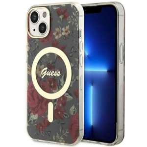 Funda Guess GUHMP14MHCFWSA iPhone 14 Plus 6.7" verde/caqui durocase Flor MagSafe Case