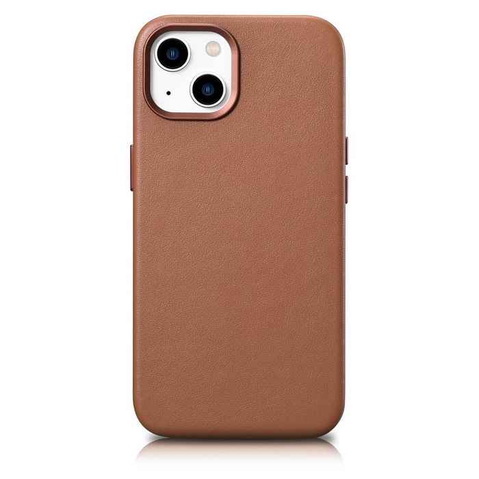 iCarer Case Leather genuine leather case cover for iPhone 14 Plus brown (MagSafe compatible)