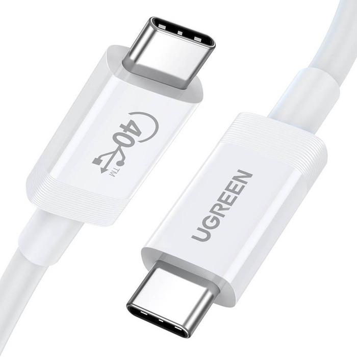 Ugreen kabel USB4 40Gbps kabel USB Typ C - USB Typ C Napájení 100W audio video 8K 60Hz bílá (40113 US506)