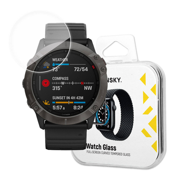 Verre hybride Wozinsky Watch Glass pour Garmin Fenix 6X noir