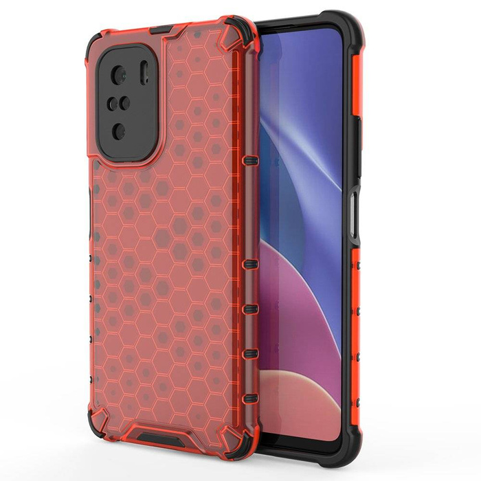 Pancéřový kryt Honeycomb pouzdro s gelovým rámečkem Xiaomi Redmi K40 Pro+ / K40 Pro / K40 / Poco F3 červený