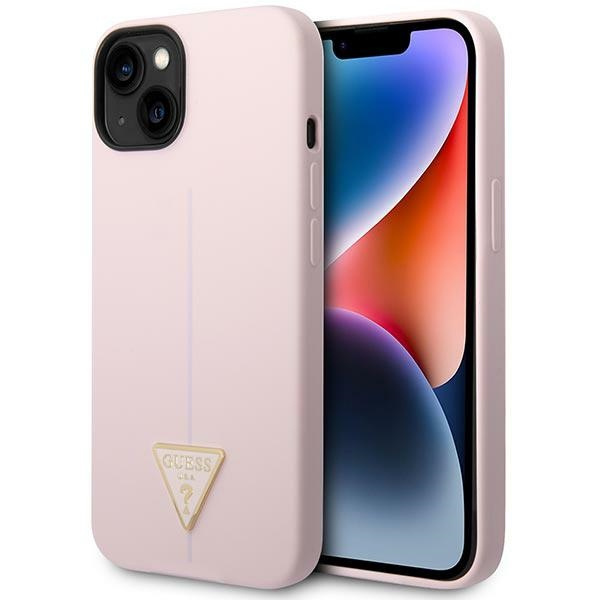 Hülle GUESS Apple iPhone 14 Plus Silikon-Dreieck Lila Hartcase