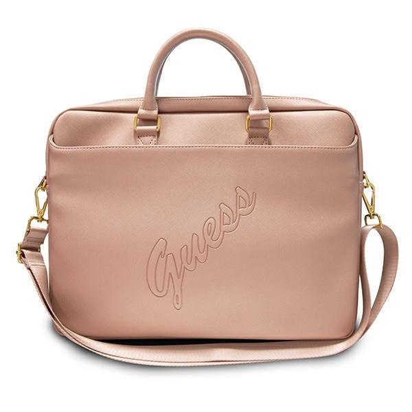 GUESS Laptop 15 Saffiano Script Bag Pink