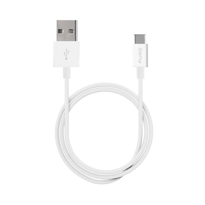 PURO White - Kabel USB-A / USB-C připojení 1 m (bílá)