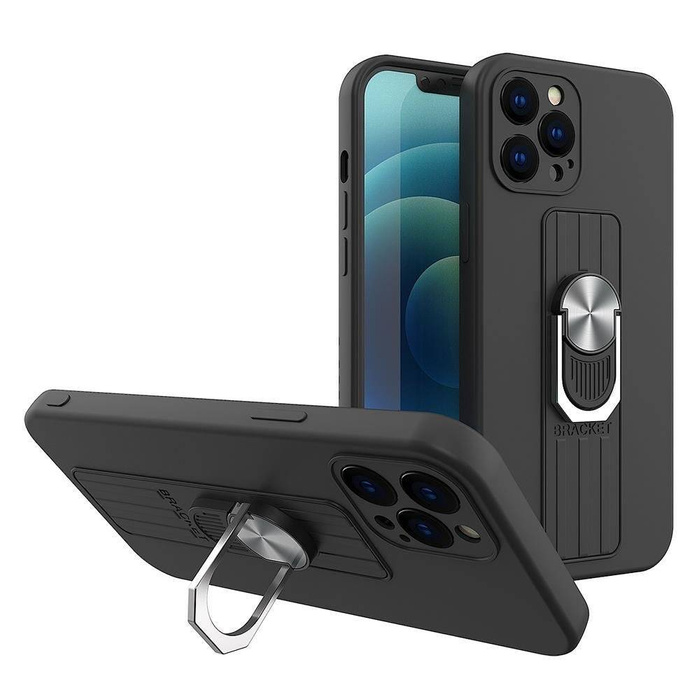 Ring Case silikonew case with holderfinger and stand for Xiaomi Redmi Note 11 Pro+ 5G / 11 Pro 5G / 11 Pro black