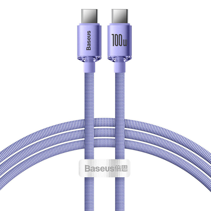 Baseus Crystal Shine Series kabel USB kabel pro rychlé nabíjení a přenos dat USB Typ C - USB Typ C 100W 1,2m fialový (CAJY000605)