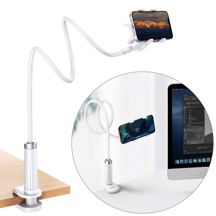 Ugreen support universel support téléphone tablette (jusqu&#39;à 12 cm de large) trépied paresseux avec bras flexible blanc (30488 LP113)