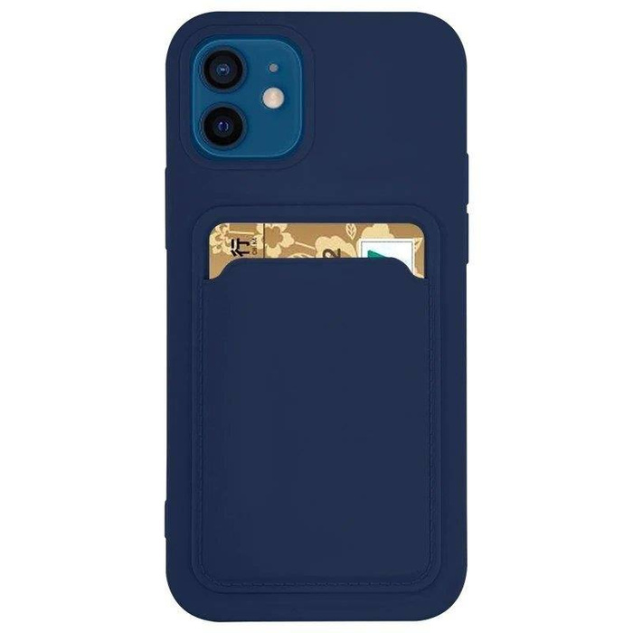 Card Case silikonový pouzdro peněženka s kapsou na karty a doklady pro Samsung Galaxy A22 4G navy blue