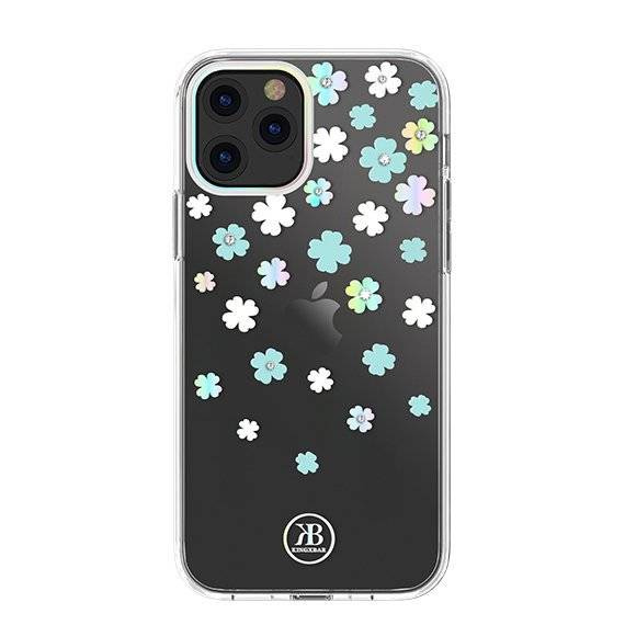 Cover Kingxbar Lucky Series decorata con cristalli originali Swarovski iPhone 12 mini trasparente (Trifoglio)