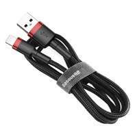 Câble Baseus Cafule Cordon nylon durable USB / Lightning QC3.0 1.5A 2M noir-rouge (CALKLF-C19)