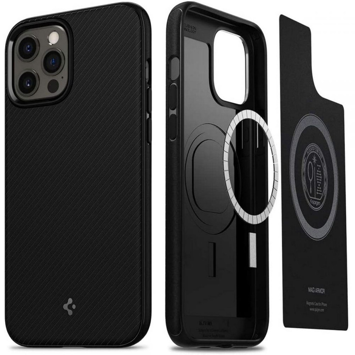 Pouzdro SPIGEN Mag Armor iPhone 12 12 Pro matně černé černé pouzdro