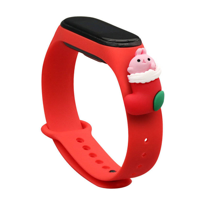 Strap Xmas Wristband for Xiaomi Mi Band 4 / Mi Band 3 Christmas Silicone Strap Bracelet Red (Santa 1)