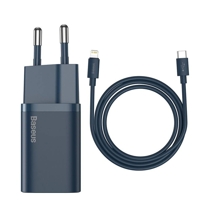 [Po vrácení] Baseus Super Si 1C fast nabíječka USB Type C 20W Power Delivery + kabel USB Type C - Lightning 1m modrá (TZCCSUP-B03)