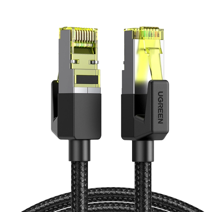 UGREEN NW150 Kabel geflochtenes Netzwerkkabel, Ethernet RJ45, Kat.7, F/FTP, 0,5m (schwarz)