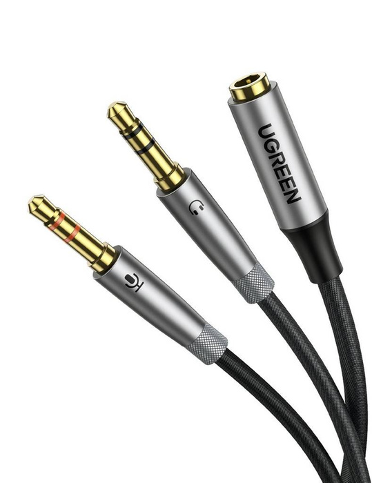 UGREEN AV193 3.5mm Female to 2 male audio cable (grey)