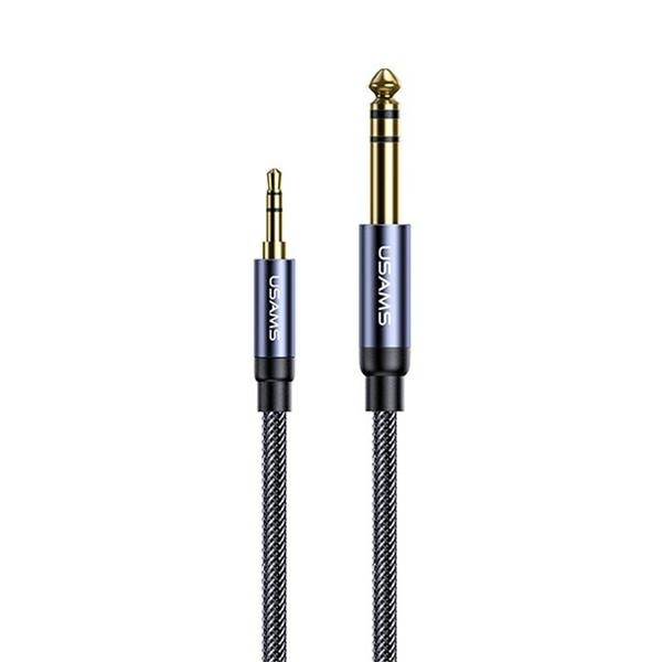 USAMS Audio jack adaptér 3,5 mm - 6,35 mm 1,2 m černá / černá SJ539YP01 (US-SJ539)