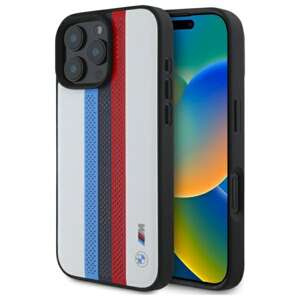 Case BMW iPhone 16 Pro Max 6.9" white/white hardcase M Perf. Tricolor Printed Stripes MagSafe