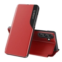 Eco Leather View Case for Samsung Galaxy S24 FE with flap and stand - red
