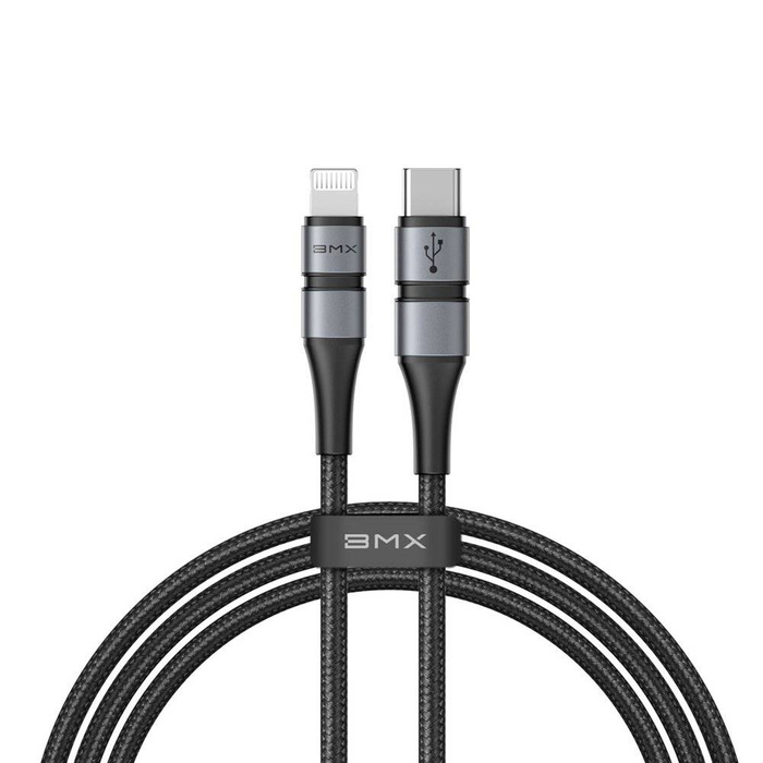 Baseus BMX MFI Cable Durable Nylon Braided Wire USB Type C PD 18W / Lightning 1.2m gray (CATLSJ-AG1)