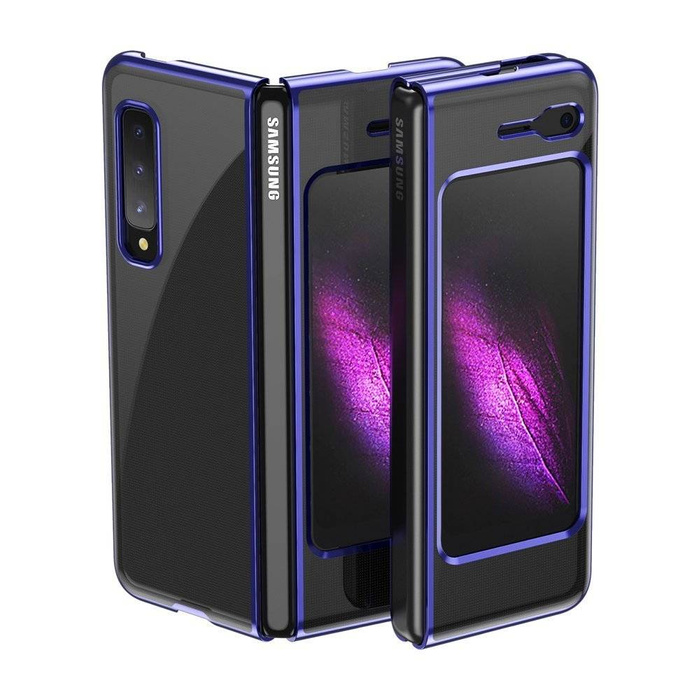 Pokovování Case tvrdý case kryt pouzdro s kovovým okrajem Samsung Galaxy Fold modrý